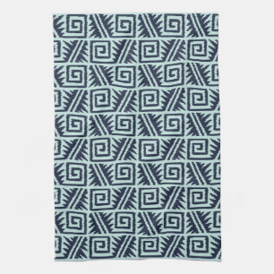 Ikat Aztec-Muster - Indizes und Lichtblau Handtuch