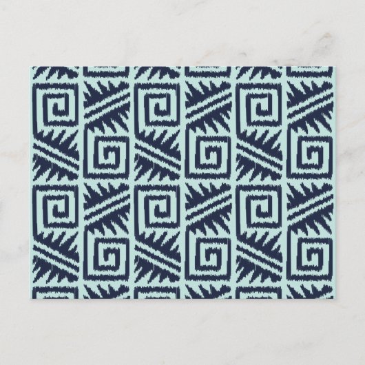 Ikat Aztec-Muster - Indizes und Lichtblau Postkarte (Vorderseite)
