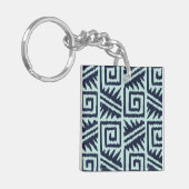 Ikat Aztec-Muster - Indizes und Lichtblau Schlüsselanhänger (Vorderseite links)