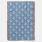 Ikat Aztec Muster - Kobalt Blau und Weiß Decke (Vorderseite Vertikal)