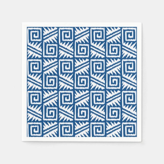 Ikat Aztec Muster - Kobalt Blau und Weiß Serviette (Vorderseite)