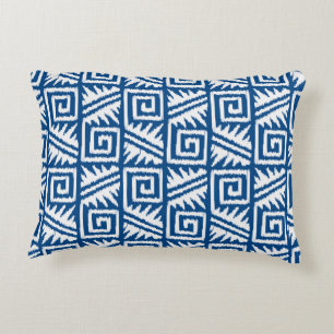 Ikat Aztec Muster - Kobalt Blau und Weiß Zierkissen