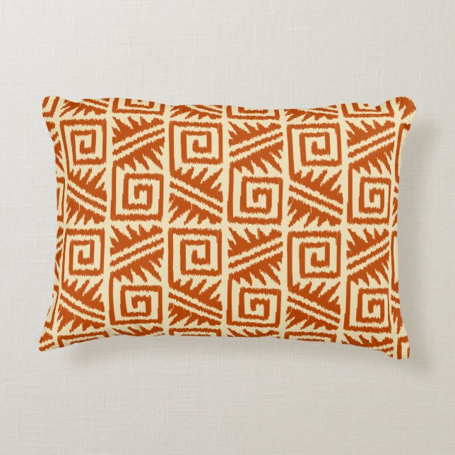 Ikat Aztec-Muster - Mandarin und Hellorange Dekokissen (Rückseite)