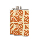 Ikat Aztec Muster - Mandarin und Light Orange Flachmann (Links)