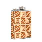 Ikat Aztec Muster - Mandarin und Light Orange Flachmann (Rechts)