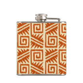 Ikat Aztec Muster - Mandarin und Light Orange Flachmann (Rückseite)