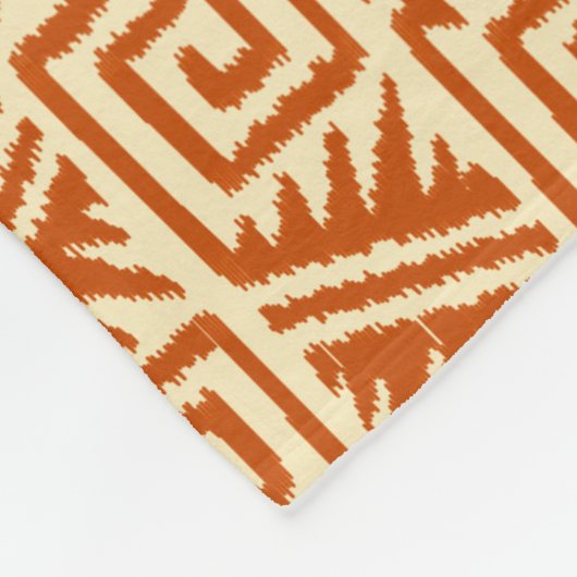 Ikat Aztec Muster - Mandarin und Light Orange Fleecedecke (Ecke)