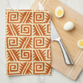 Ikat Aztec Muster - Mandarin und Light Orange Geschirrtuch (Viertel Falte)