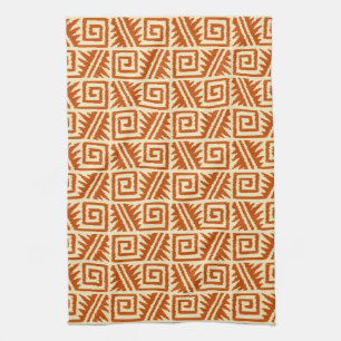 Ikat Aztec Muster - Mandarin und Light Orange Geschirrtuch
