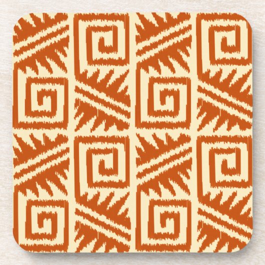 Ikat Aztec Muster - Mandarin und Light Orange Getränkeuntersetzer (Vorderseite)