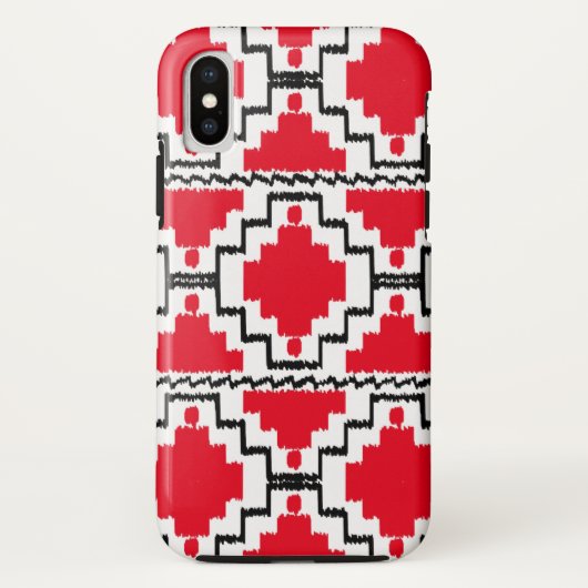 Ikat Aztec Muster - Rot, Schwarz und Weiß Case-Mate iPhone Hülle (Rückseite)