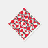 Ikat Aztec Muster - Rot, Schwarz und Weiß Serviette (Ecke)