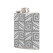Ikat Aztec Muster - Schatten von Grau/Grau Flachmann (Links)