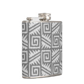 Ikat Aztec Muster - Schatten von Grau/Grau Flachmann (Rechts)