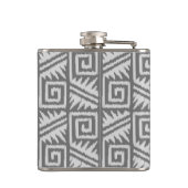 Ikat Aztec Muster - Schatten von Grau/Grau Flachmann (Rückseite)