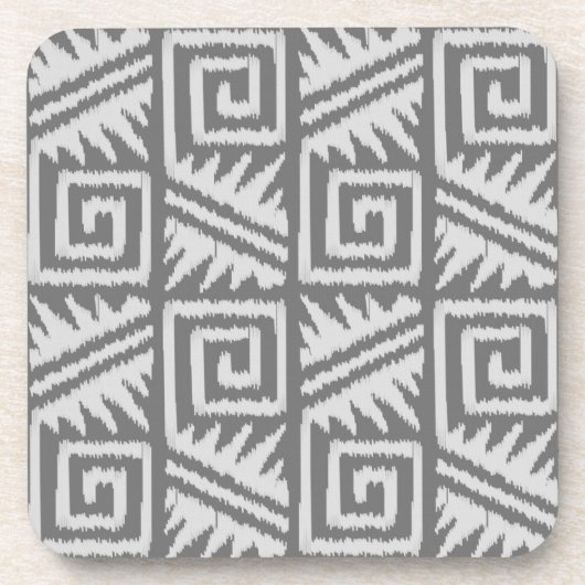 Ikat Aztec Muster - Schatten von Grau/Grau Getränkeuntersetzer (Vorderseite)