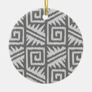 Ikat Aztec Muster - Schatten von Grau/Grau Keramikornament