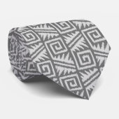 Ikat Aztec Muster - Schatten von Grau/Grau Krawatte (Gerollt)
