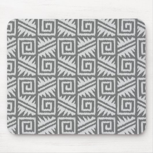 Ikat Aztec Muster - Schatten von Grau/Grau Mousepad (Vorne)