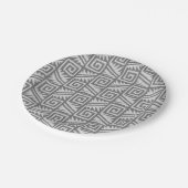 Ikat Aztec Muster - Schatten von Grau/Grau Pappteller (Schrägansicht)