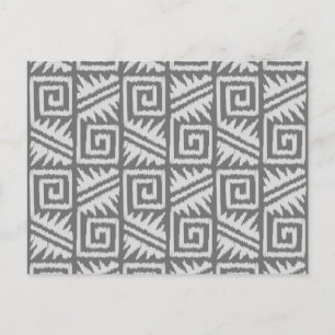 Ikat Aztec Muster - Schatten von Grau/Grau Postkarte