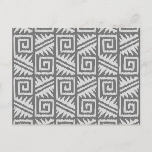 Ikat Aztec Muster - Schatten von Grau/Grau Postkarte (Vorderseite)