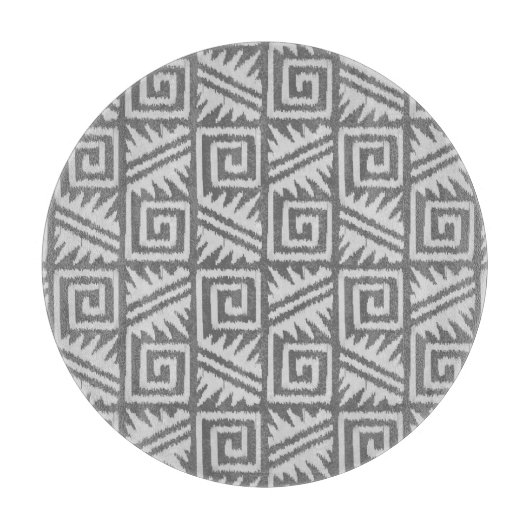 Ikat Aztec Muster - Schatten von Grau/Grau Schneidebrett (Vorderseite)