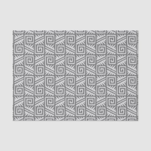 Ikat Aztec Muster - Schatten von Grau/Grau Seidenpapier (Vorderseite)