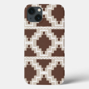 Ikat Aztec Muster - Schokoladenbraun und Taupe iPhone 13 Hülle