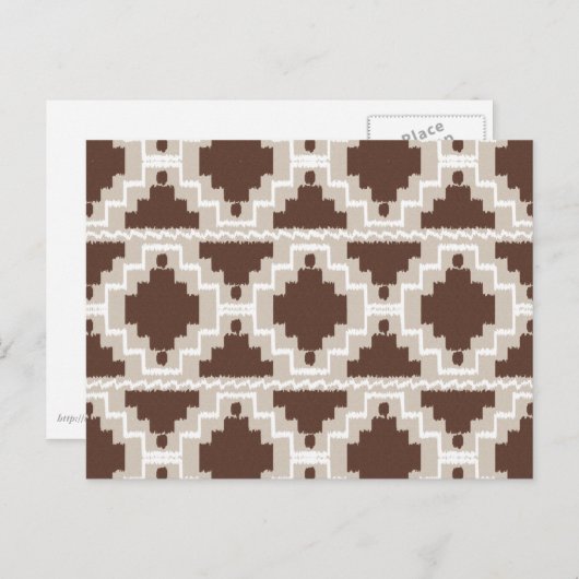 Ikat Aztec Muster - Schokoladenbraun und Taupe Postkarte (Vorne/Hinten)