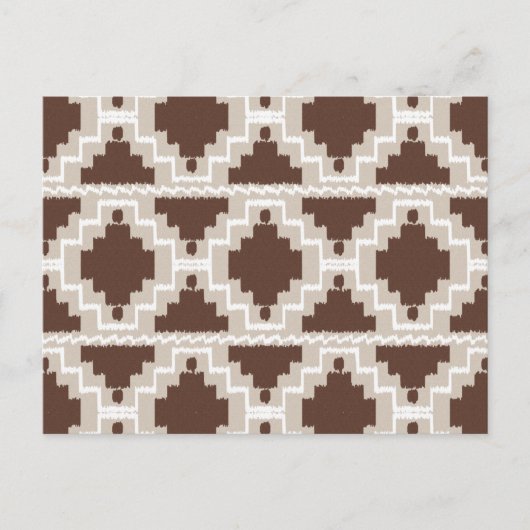 Ikat Aztec Muster - Schokoladenbraun und Taupe Postkarte (Vorderseite)