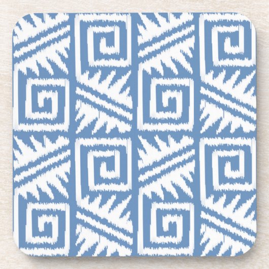 Ikat Aztec Muster - Sky Blue und White Getränkeuntersetzer (Vorderseite)