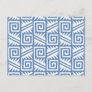 Ikat Aztec Muster - Sky Blue und White Postkarte