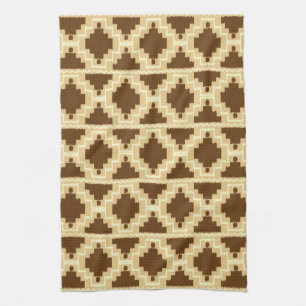 Ikat Aztec Muster - Tan, Braun und Creme Küchentuch