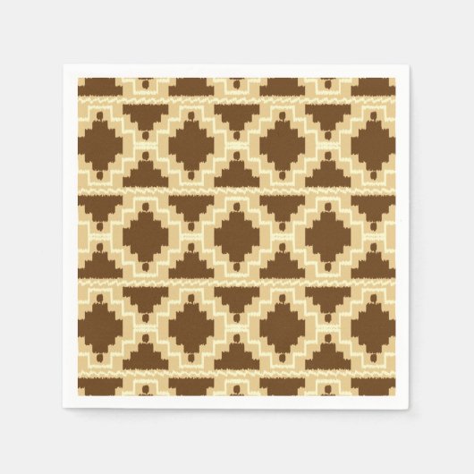 Ikat Aztec Muster - Tan, Braun und Creme Serviette (Vorderseite)