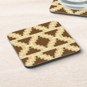 Ikat Aztec Muster - Tan, Braun und Creme Untersetzer (Linke Seite)