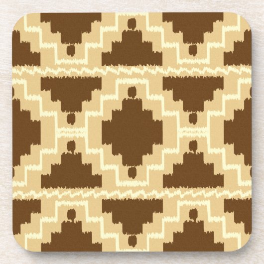 Ikat Aztec Muster - Tan, Braun und Creme Untersetzer (Vorderseite)