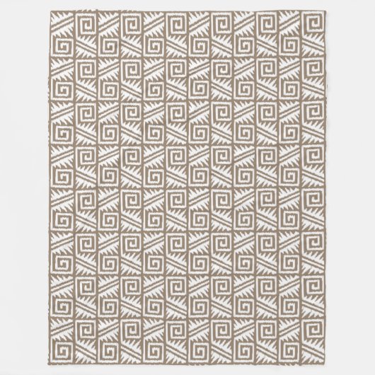Ikat Aztec Muster - Taupe Tan und Creme Fleecedecke (Vorderseite)