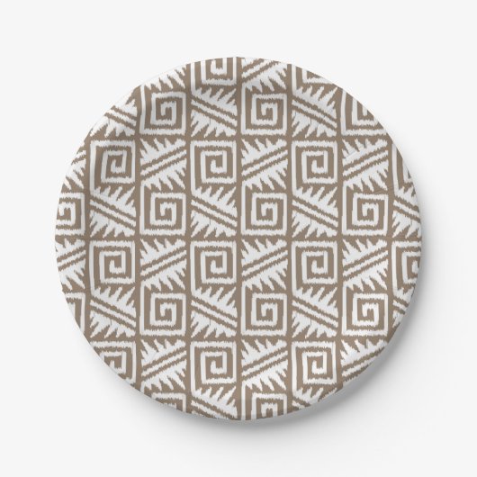 Ikat Aztec Muster - Taupe Tan und Creme Pappteller (Vorderseite)