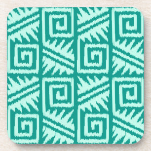 Ikat Aztec Muster - Türkis und Aqua Getränkeuntersetzer