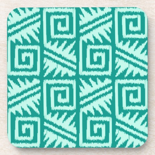 Ikat Aztec Muster - Türkis und Aqua Getränkeuntersetzer (Vorderseite)