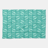 Ikat Aztec Muster - Türkis und Aqua Handtuch (Horizontal)