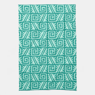 Ikat Aztec Muster - Türkis und Aqua Handtuch