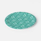 Ikat Aztec Muster - Türkis und Aqua Pappteller (Schrägansicht)