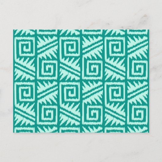Ikat Aztec Muster - Türkis und Aqua Postkarte (Vorderseite)