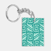 Ikat Aztec Muster - Türkis und Aqua Schlüsselanhänger (Vorderseite links)