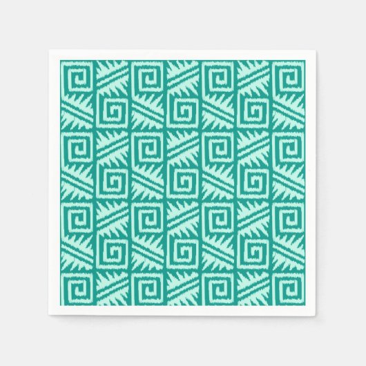Ikat Aztec Muster - Türkis und Aqua Serviette (Vorderseite)