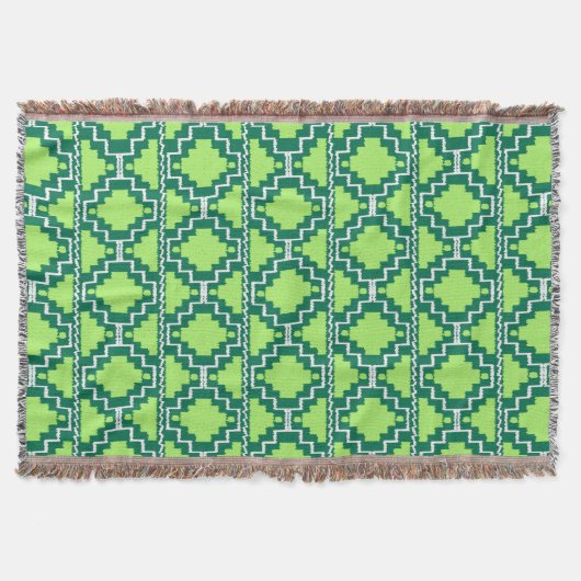 Ikat Aztec Muster - Wälder und Zitronen grün Decke (Vorderseite)