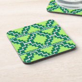 Ikat Aztec Muster - Wälder und Zitronen grün Getränkeuntersetzer (Linke Seite)