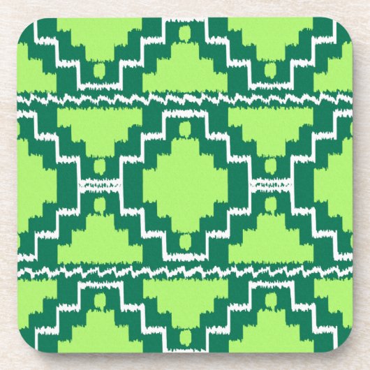 Ikat Aztec Muster - Wälder und Zitronen grün Getränkeuntersetzer (Vorderseite)